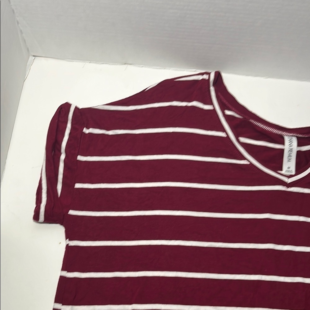 Zenana Outfitters Red Striped Relaxed Short Sleeve Tee - Picture 4 of 10